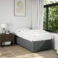 Cadre de lit sans matelas gris foncé 90x200 cm tissu
