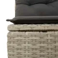 Canapé d'angle de jardin et coussins gris clair résine tressée