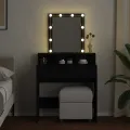 Coiffeuse avec LED noir 80x41x144,5 cm