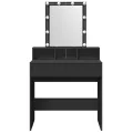 Coiffeuse avec LED noir 80x41x144,5 cm