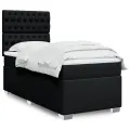 cadre de lit et matelas Noir 80x200 cm Tissu