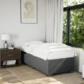 cadre de lit avec matelas Gris foncé 80x200 cm Tissu