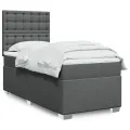 cadre de lit avec matelas Gris foncé 80x200 cm Tissu