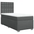 cadre de lit avec matelas Gris foncé 80x200 cm Tissu