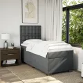 cadre de lit avec matelas Gris foncé 80x200 cm Tissu