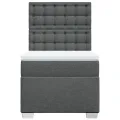cadre de lit avec matelas Gris foncé 80x200 cm Tissu