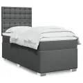 cadre de lit avec matelas Gris foncé 80x200 cm Tissu