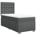 cadre de lit avec matelas Gris foncé 80x200 cm Tissu