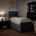 cadre de lit avec matelas Gris foncé 80x200 cm Tissu