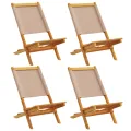 Chaises de jardin pliantes lot de 4 taupe tissu et bois massif