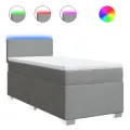 cadre de lit avec matelas Gris clair 100x200cm Tissu