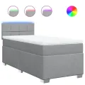 cadre de lit avec matelas Gris clair 100x200cm Tissu