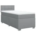 cadre de lit avec matelas Gris clair 100x200cm Tissu