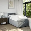 cadre de lit avec matelas Gris clair 100x200cm Tissu