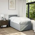 cadre de lit avec matelas Gris clair 100x200cm Tissu
