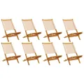 Chaises de jardin pliantes lot de 8 beige tissu et bois massif