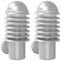 Appliques murales d'extérieur 2pcs argenté acier inoxydable