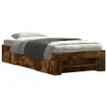 Cadre de lit sans matelas chêne fumé 100x200 cm bois ingénierie