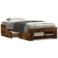Cadre de lit sans matelas chêne fumé 100x200 cm bois ingénierie