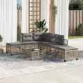 Salon de jardin d'angle avec coussins 3pcs mélange beige rotin