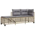 Salon de jardin d'angle avec coussins 3pcs mélange beige rotin