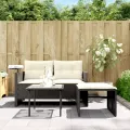 Salon de jardin 3 pcs avec coussins noir résine tressée
