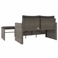 Salon de jardin avec coussins 3 pcs gris résine tressée