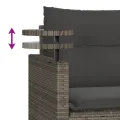 Salon de jardin avec coussins 3 pcs gris résine tressée