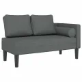 Chaise longue avec coussins gris foncé tissu