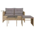 Salon de jardin avec coussins 3 pcs beige résine tressée