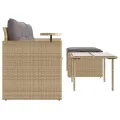 Salon de jardin avec coussins 3 pcs beige résine tressée