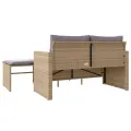 Salon de jardin avec coussins 3 pcs beige résine tressée