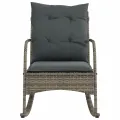 Chaise à bascule de jardin avec coussins gris résine tressée