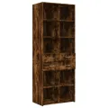 Buffet haut chêne fumé 70x42,5x185 cm bois d'ingénierie