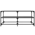Table basse avec dessus en verre noir 98,5x50x45 cm acier