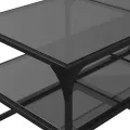 Table basse avec dessus en verre noir 98,5x50x45 cm acier