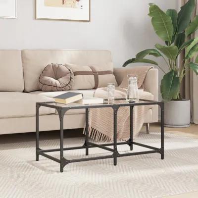 Table basse avec dessus en verre transparent 78,5x40x40cm acier