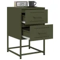 Table de chevet vert olive 36x39x60,5 cm acier