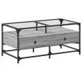 Table basse avec dessus en verre sonoma gris 98,5x50x45cm acier