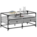 Table basse avec dessus en verre sonoma gris 98,5x50x45cm acier