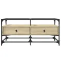 Table basse et dessus en verre chêne sonoma 98,5x50x45 cm acier