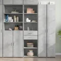 Buffet haut gris béton 50x42,5x185 cm bois d'ingénierie