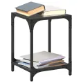 Tables basses avec dessus en verre noir 2 pcs 30x30x40 cm acier