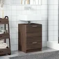 Meuble d'évier chêne marron 40x37x59 cm bois d'ingénierie