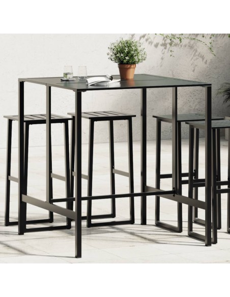 Table de bar noir 100x100x110 cm acier enduit de poudre