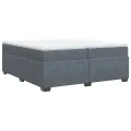cadre de lit et matelas Gris foncé 200x200cm Velours