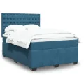 cadre de lit et matelas bleu 140x190 cm velours
