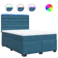 cadre de lit et matelas bleu 140x190 cm velours