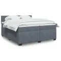 cadre de lit et matelas Gris foncé 200x200cm Velours