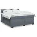 cadre de lit et matelas Gris foncé 200x200cm Velours